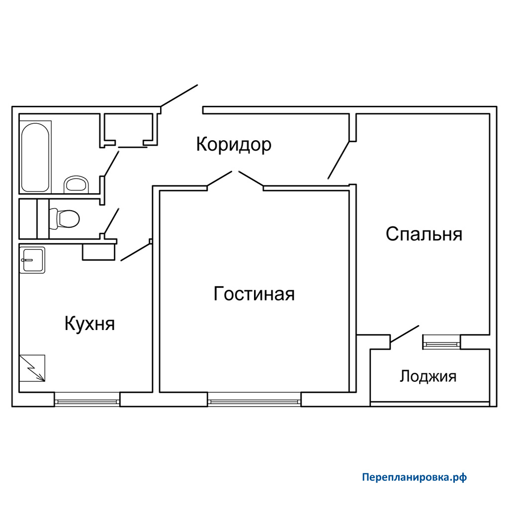 планировка двухкомнатной квартиры п-30