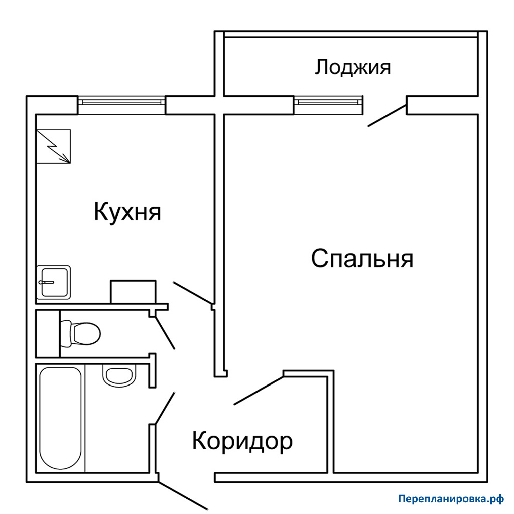 планировка однокомнатной квартиры п-46