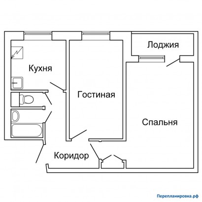 планировка двухкомнатной квартиры ii-49 (вариант №2)