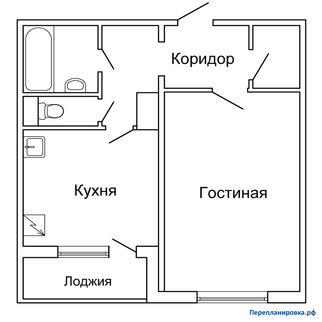 планировка однокомнатной квартиры п-44м