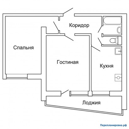 планировка двухкомнатной квартиры ii-68