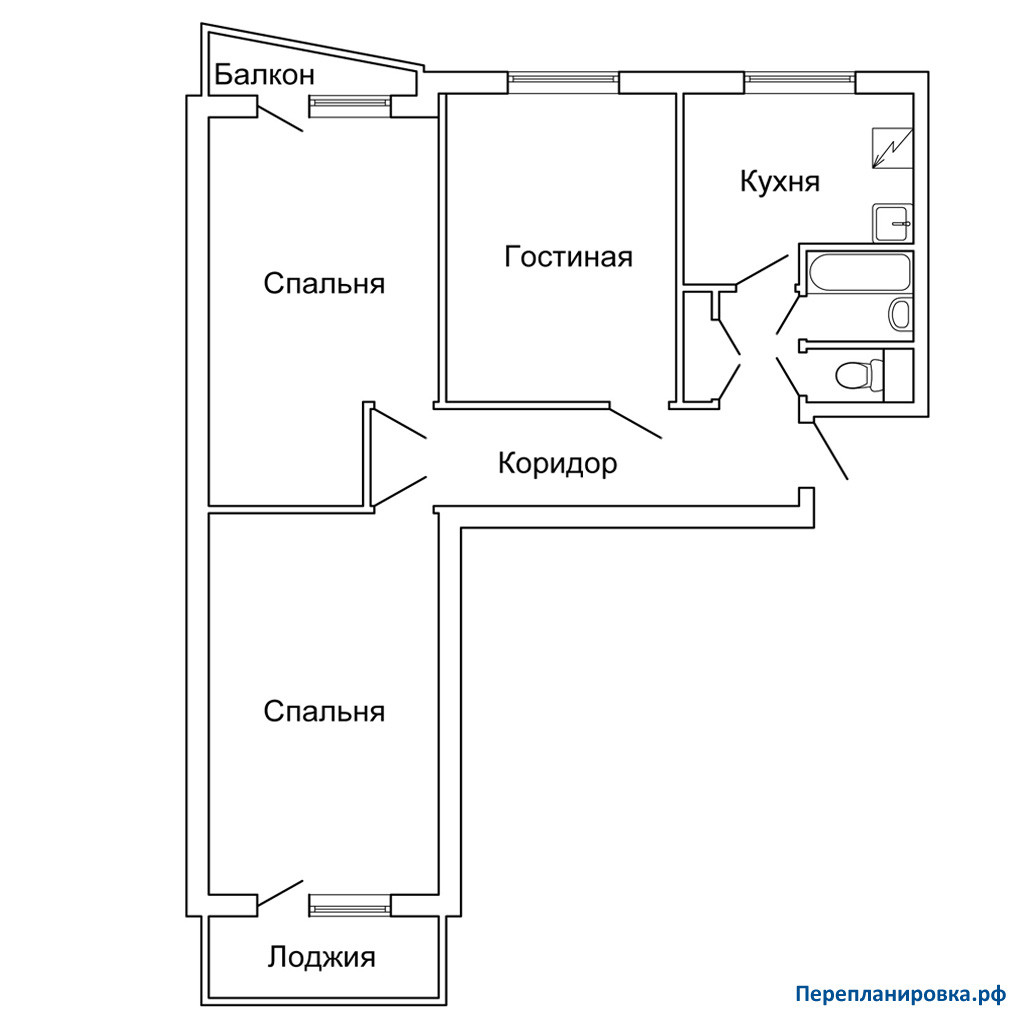 планировка трехкомнатной квартиры ii-57