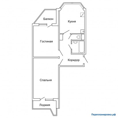 планировка двухкомнатной квартиры п-44т