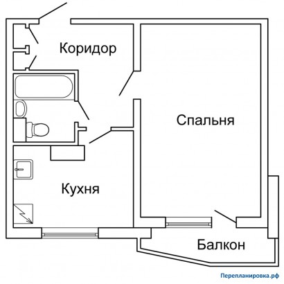 планировка однокомнатной квартиры п-44