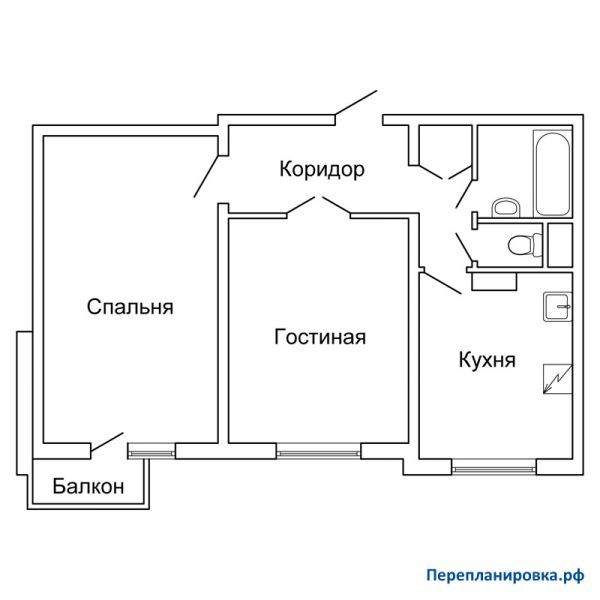 планировка двухкомнатной квартиры п-3