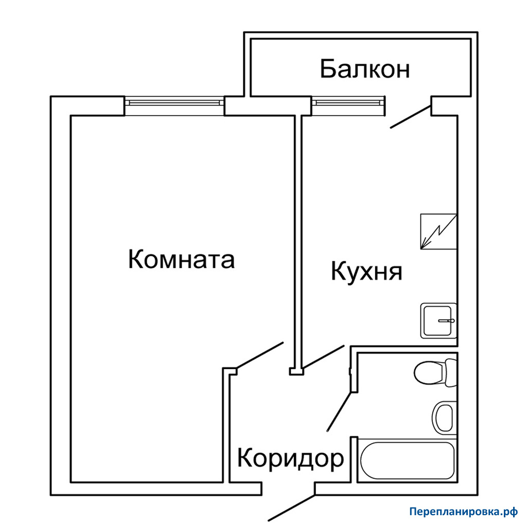 планировка однокомнатной квартиры ii-18