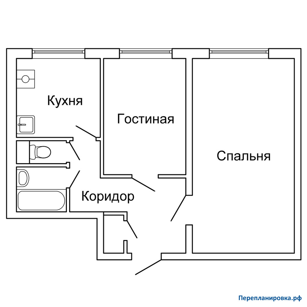 планировка двухкомнатной квартиры ii-49