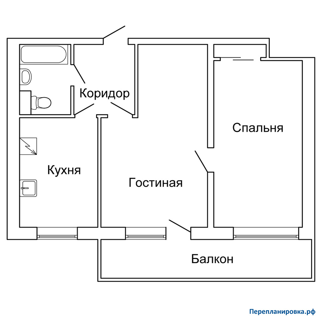 планировка двухкомнатной квартиры и-209а (вариант №2)
