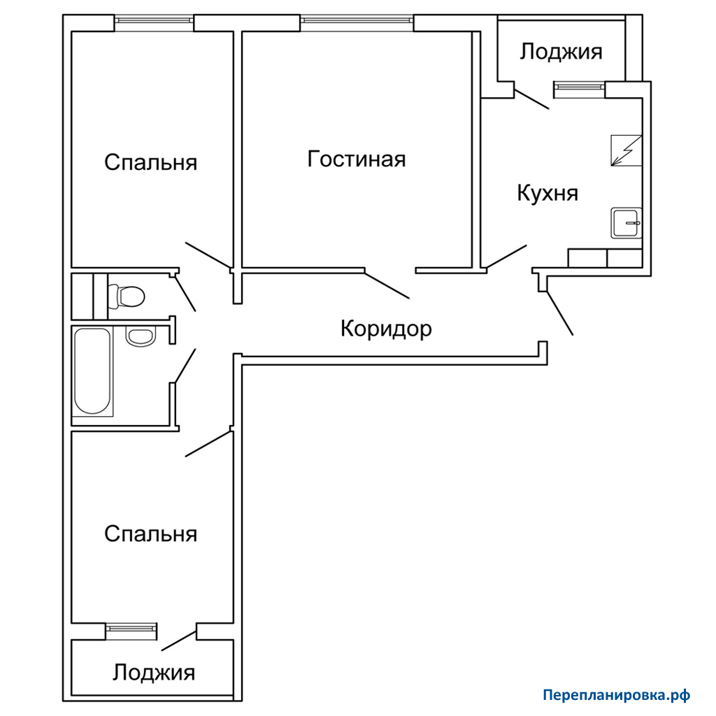 планировка трехкомнатной квартиры п-30