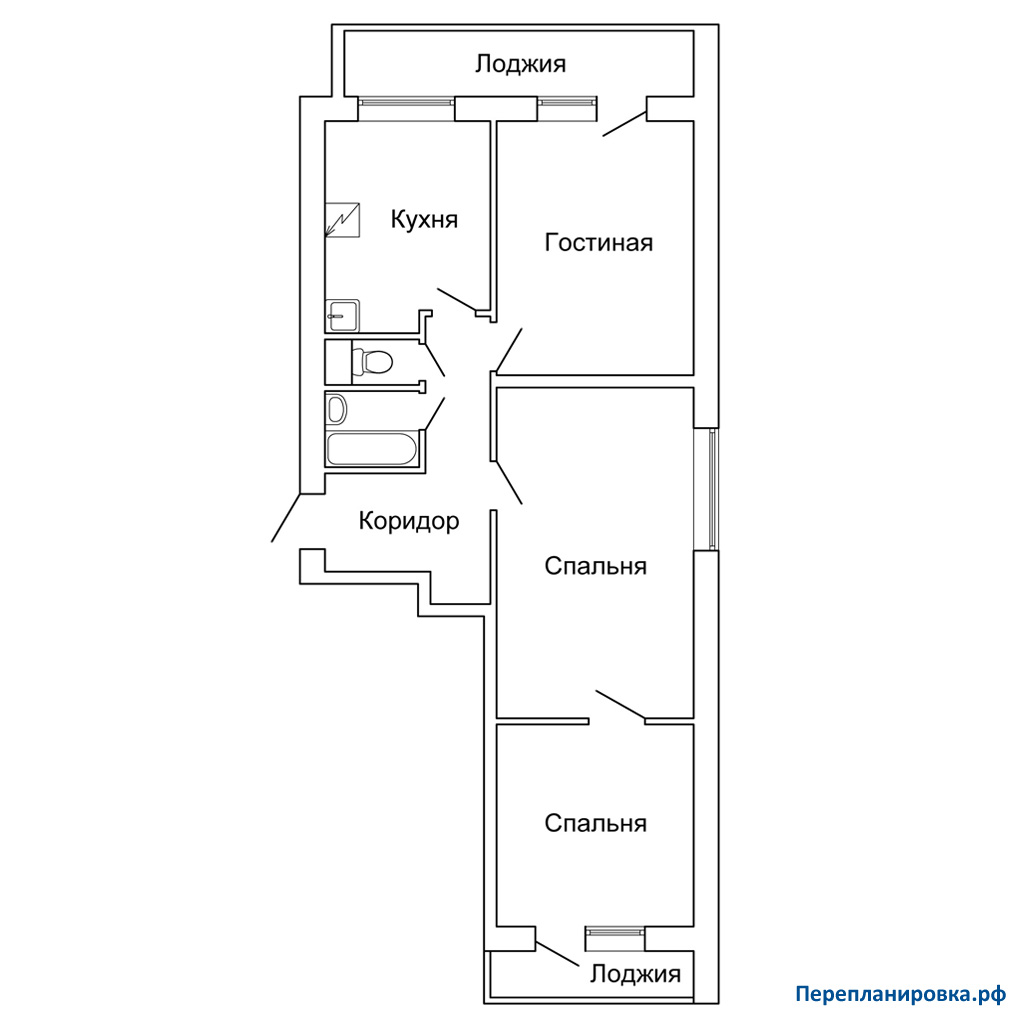 планировка трехкомнатной квартиры и-209а