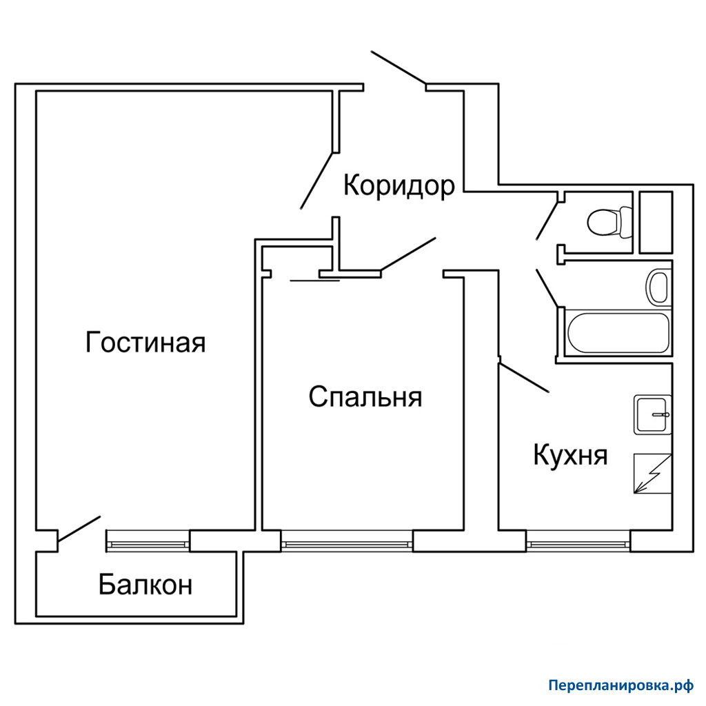 планировка двухкомнатной квартиры ii-18 (вариант №2)