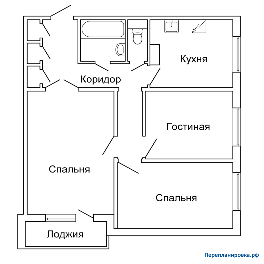 планировка трехкомнатной квартиры П-42