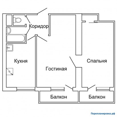 типовая планировка двухкомнатной квартиры ii-18