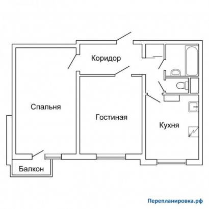типовая планировка двухкомнатной квартиры (вариант №2) п-3