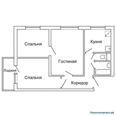 типовая планировка трехкомнатной квартиры ii-49