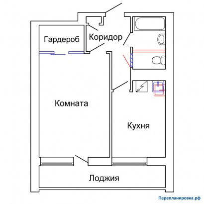 проект перепланировки однокомнатной квартиры ii-68