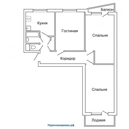 типовая планировка трехкомнатной квартиры ii-57
