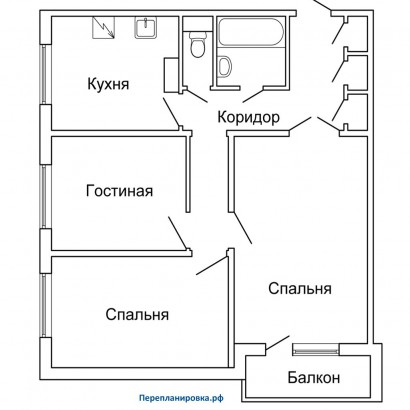 типовая планировка трехкомнатной квартиры п-43