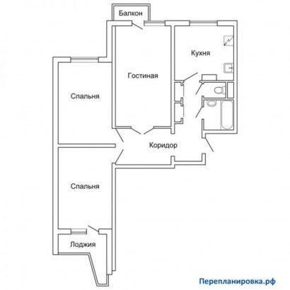 типовая планировка трехкомнатной квартиры п-3