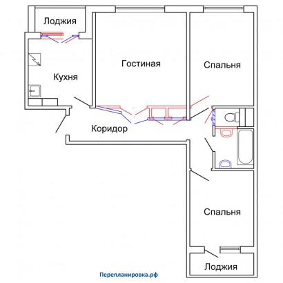 проект перепланировка трехкомнатной квартиры п 30