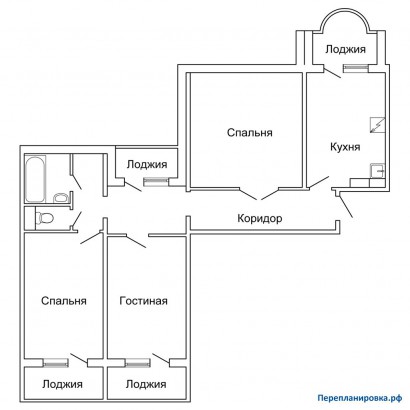 типовая планировка трехкомнатной квартиры п-55